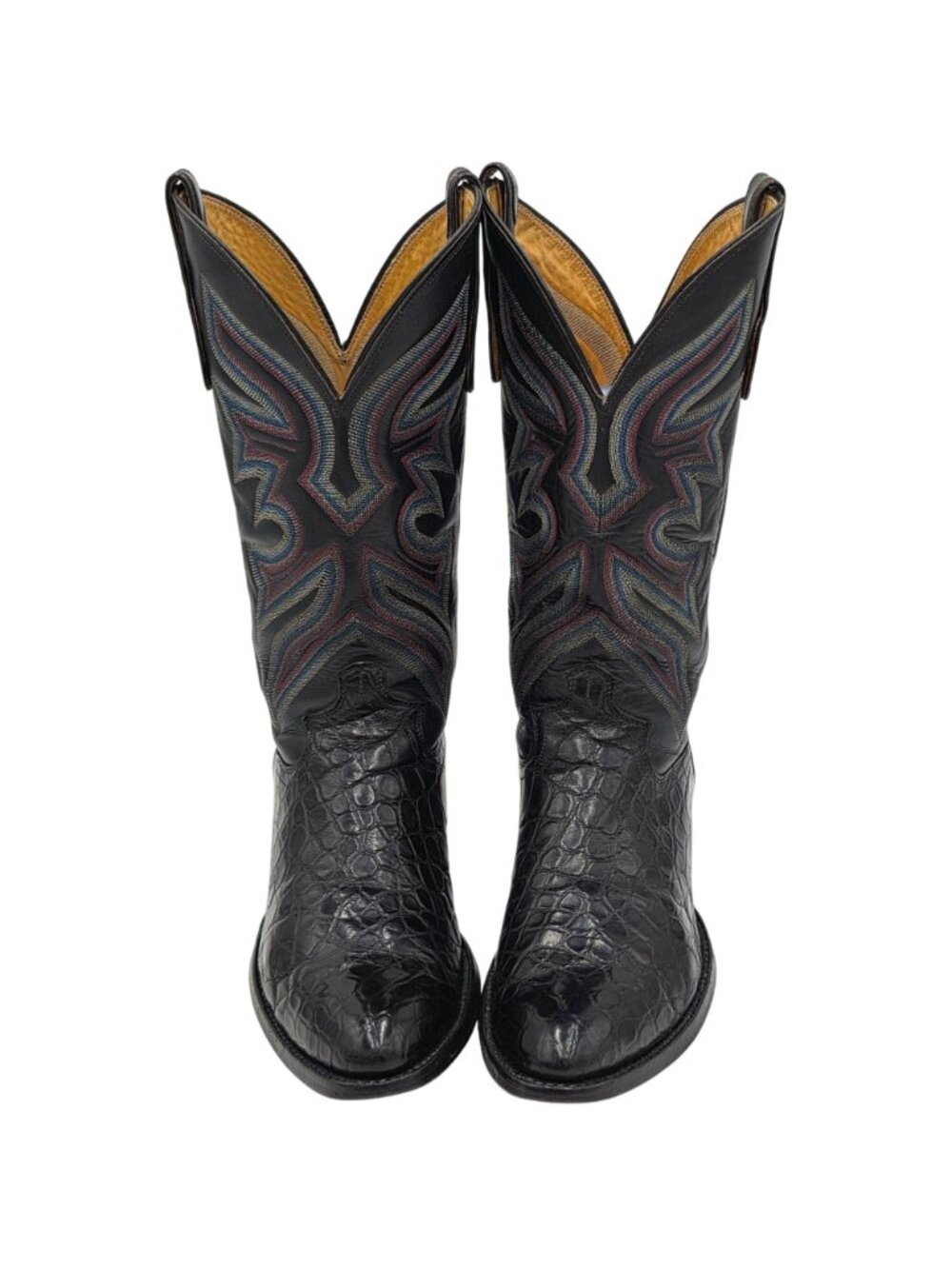 Vintage Justin Exotic Black Alligator Belly Cowboy Western Boots Mens size 9.5D - Picture 13 of 16